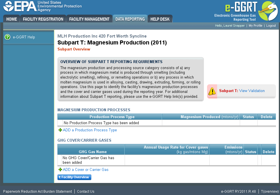 Subpart T: Subpart Overview